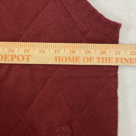 Orvis Quilted Cashmere Wool Blend Sweater Vest Medium Men's Full Zip Side Slits - Picture 4 of 8